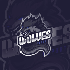 Fototapeta na wymiar Wolf Mascot Esport Logo design For Gaming club