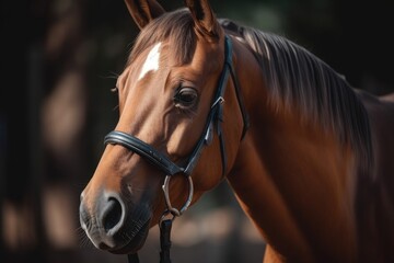 Brown horse's head. Generative AI