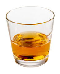 Glass of whiskey or whisky or bourbon or scotch, isolated