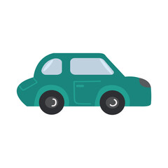 Kids toys, green cartoon kid car vector illustration. 