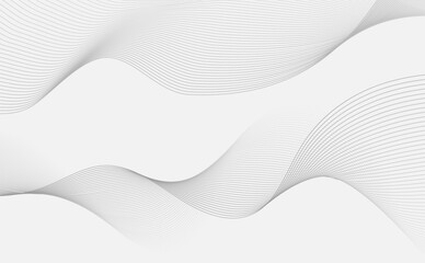 Grey background with wavy lines. Grey wave lines background with space for text. Dynamic waves. Vector illustration