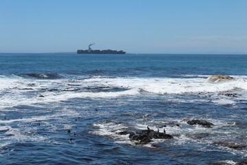 Ship on the coast of Cape Town, South Africa