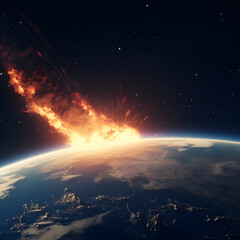 Capturing the Power of Nature: Witness the Devastating Impact of a Meteor Strike on Earth.
Created using generative AI