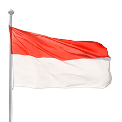 Polish flag on flagpole. Isolated png with transparency