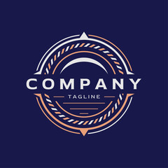 Minimalist travel compass emblem logo design © Artswolf