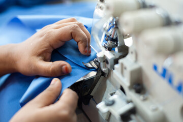 sewing machine operating a operator