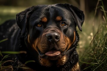 Portrait of a Rottweiler dog. Generative AI