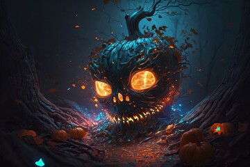Pumpkin for Halloween day. Generative AI