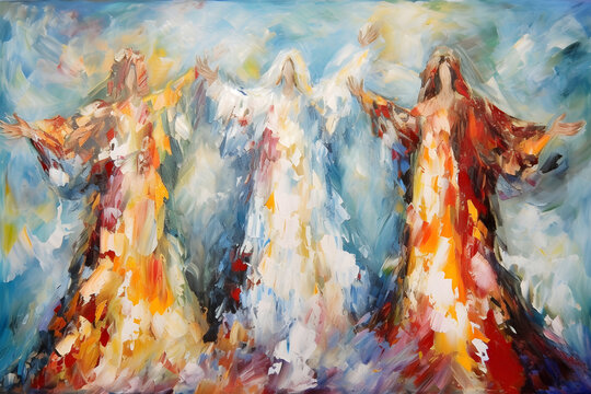 Holy Trinity, abstract oil painting style, ai generative
