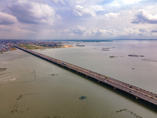 An aerial image of third mainland bridge, one of Africa's longest  bridges