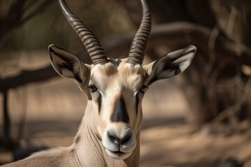Portrait of the oryx antelope. Generative AI