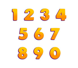 Numbers set on transparent background. PNG