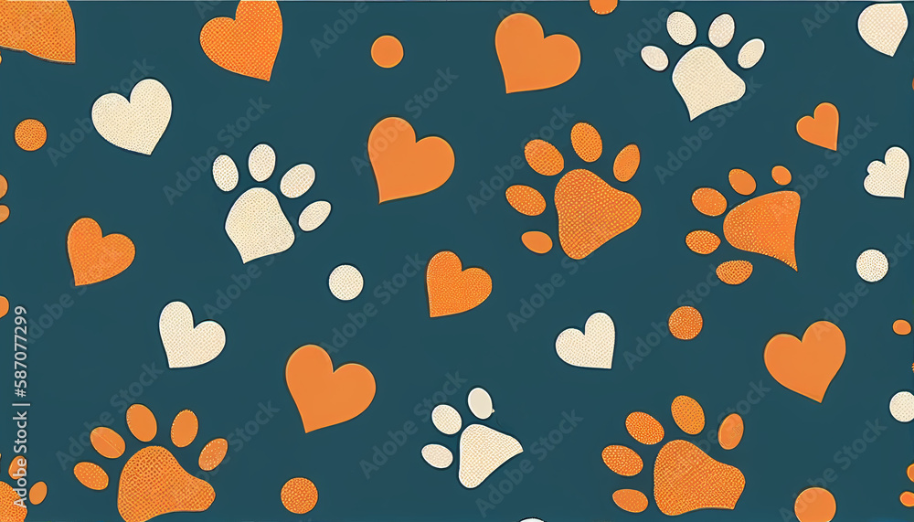 Poster seamless pattern with paw print