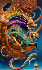 Obraz premium Dragon created with Generative Al technology