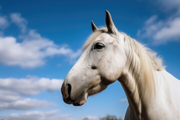Obraz na płótnie Canvas Horse with a blue sky. Generative AI