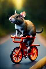 Maus auf dem Fahrrad