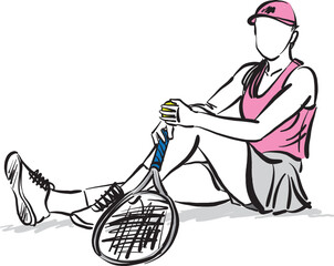tennis player young woman sports concept vector illustration