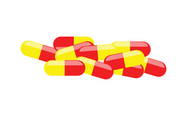 red yellow  pill medicine vector