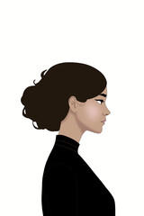 Side profile if a woman in a black dress