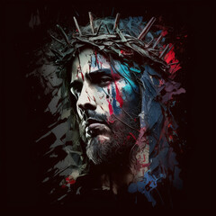 Jesus Christ en portrait modernisé - IA générative	