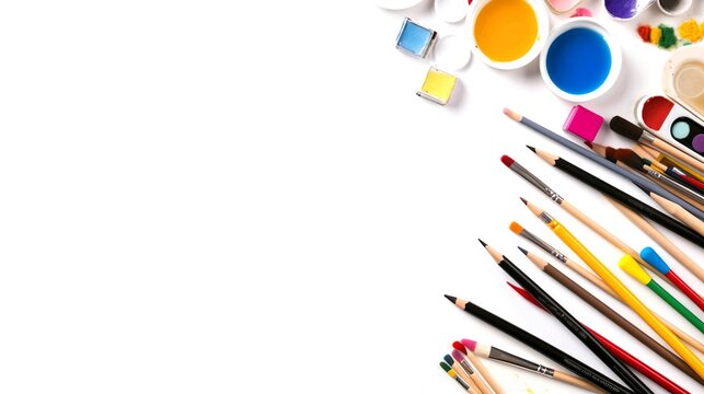 Colourful pencils background with copy space 