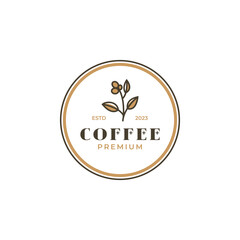 Vector coffee bean with leaf for natural cafe concept logo design illustration idea