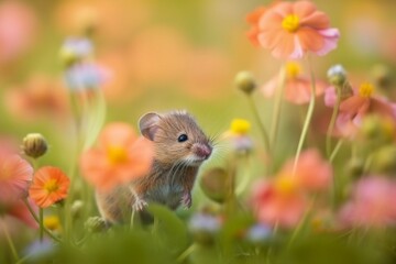 Mouse on grassland created with ai technology