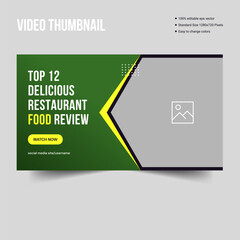 Creative food review video thumbnail banner template design, vector eps 10 illustration file format