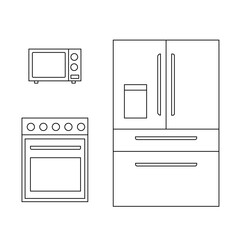 Stylish drawing of a set of vector kitchen appliances for printing, design and advertising