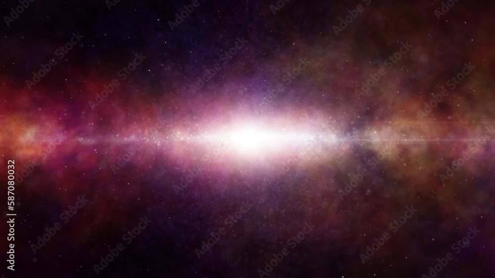 Wall mural mystical dark universe with star light and clouds loop motion.