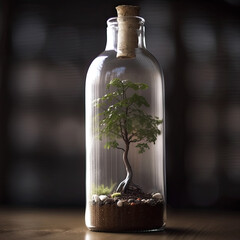 Tree inside a bottle - by generative ai