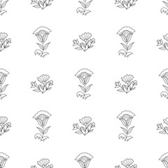 springtime seamless pattern with flowers in folk style