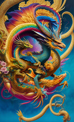 Fototapeta premium Dragon created with Generative Al technology