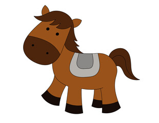 cartoon illustration for kids of a cute horse