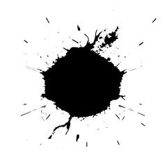 Splashes. Blotter spots. Black liquid paint splash or ink splatter. Abstract grunge background. Vector illustration