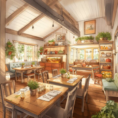 Fototapeta na wymiar Farm to table restaurant café. Ai generative illustration