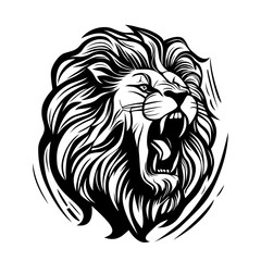 Lion head logo design. Abstract silhouette of a lion head. Evil face of a lion. Vector illustration