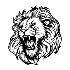 Lion head logo design. Abstract silhouette of a lion head. Evil face of a lion. Vector illustration