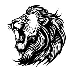 Lion head logo design. Abstract silhouette of a lion head. Evil face of a lion. Vector illustration
