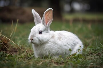 Fototapeta premium sitting on a field of grass like a domestic pet. Generative AI