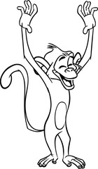 Cartoon funny monkey. Vector illustration of happy monkey chimpanzee outlines for coloring pages book