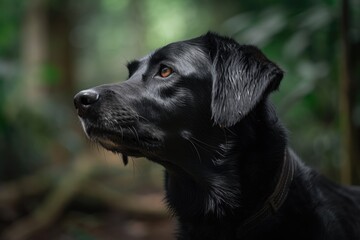 boring black dog, alone. Generative AI