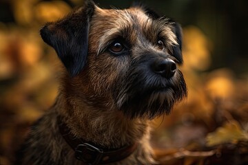 picture dog Border Terrier girl fall. Generative AI