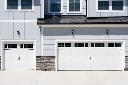 Garage door of residential suburban house