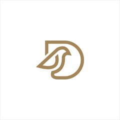 D and bird logo icon vector