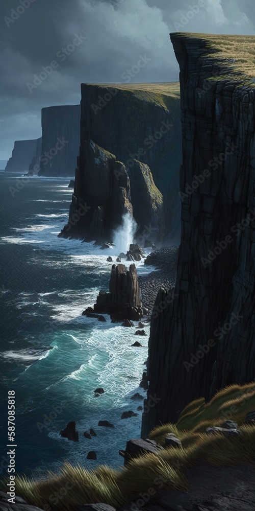 Poster atlantic coast cliffs generative ai