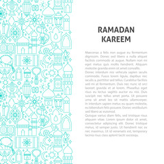 Ramadan Kareem Line Pattern Concept. Vector Illustration of Outline Design.