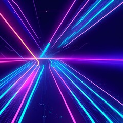 Fototapeta na wymiar Blue and purple neon rays, Generative AI