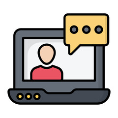 Video Chat Line Color Icon