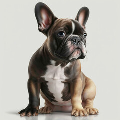 Generative AI Brown French Bulldog dog with white background